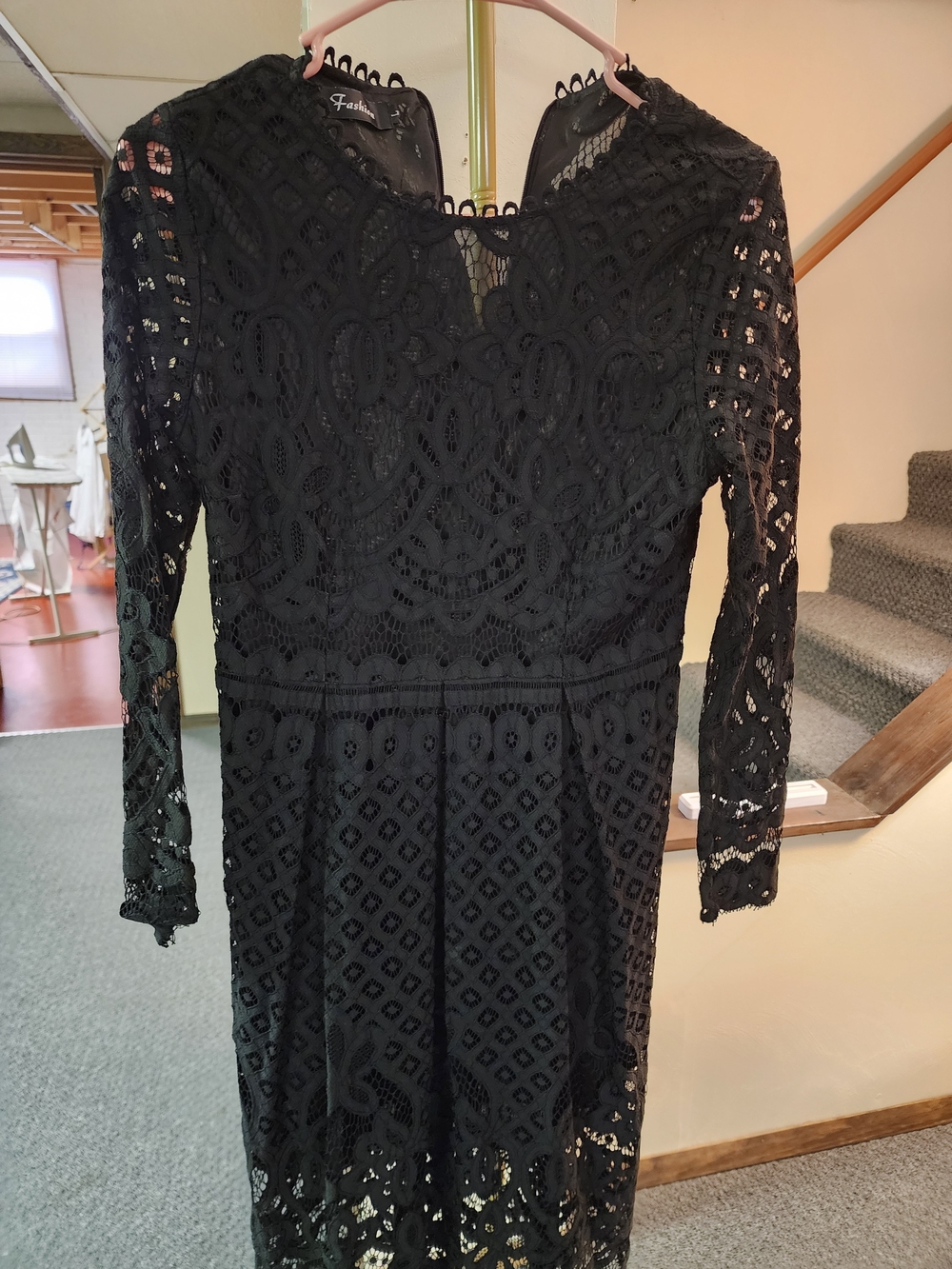 Black Lace Long-Sleeve Women's Dress Brand Fashion Sz L